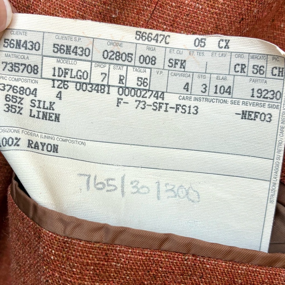Ermenegildo Zegna Terracotta Linen Silk Sport Coat Blazer Sz 44R - Picture 7 of 11